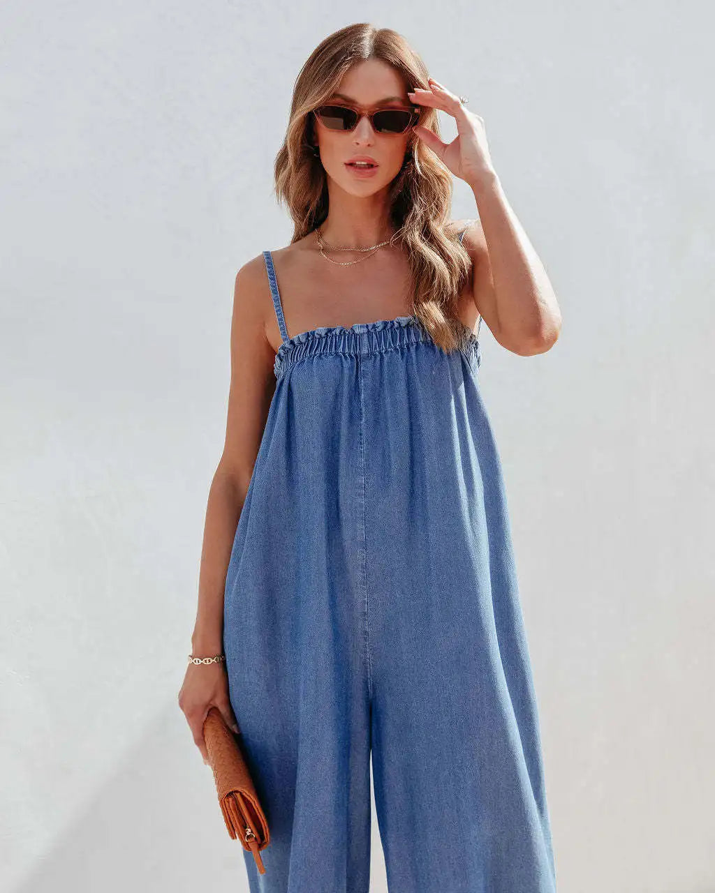 Relaxed Denim All-In-One Full-Length Women's Playsuit Jumpsuit