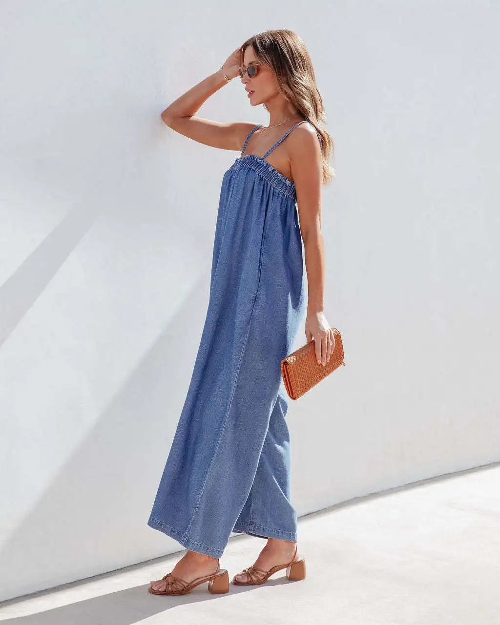 Relaxed Denim All-In-One Full-Length Women's Playsuit Jumpsuit