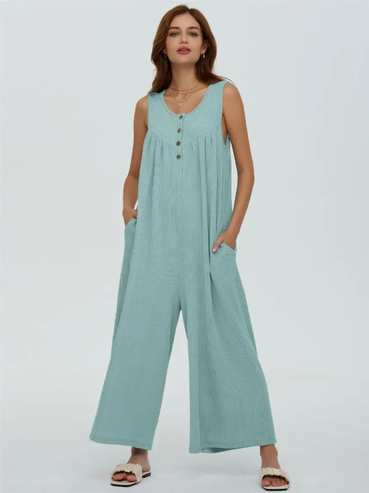 Women Textured Relaxed Fit Jumpsuit for Loungewear	