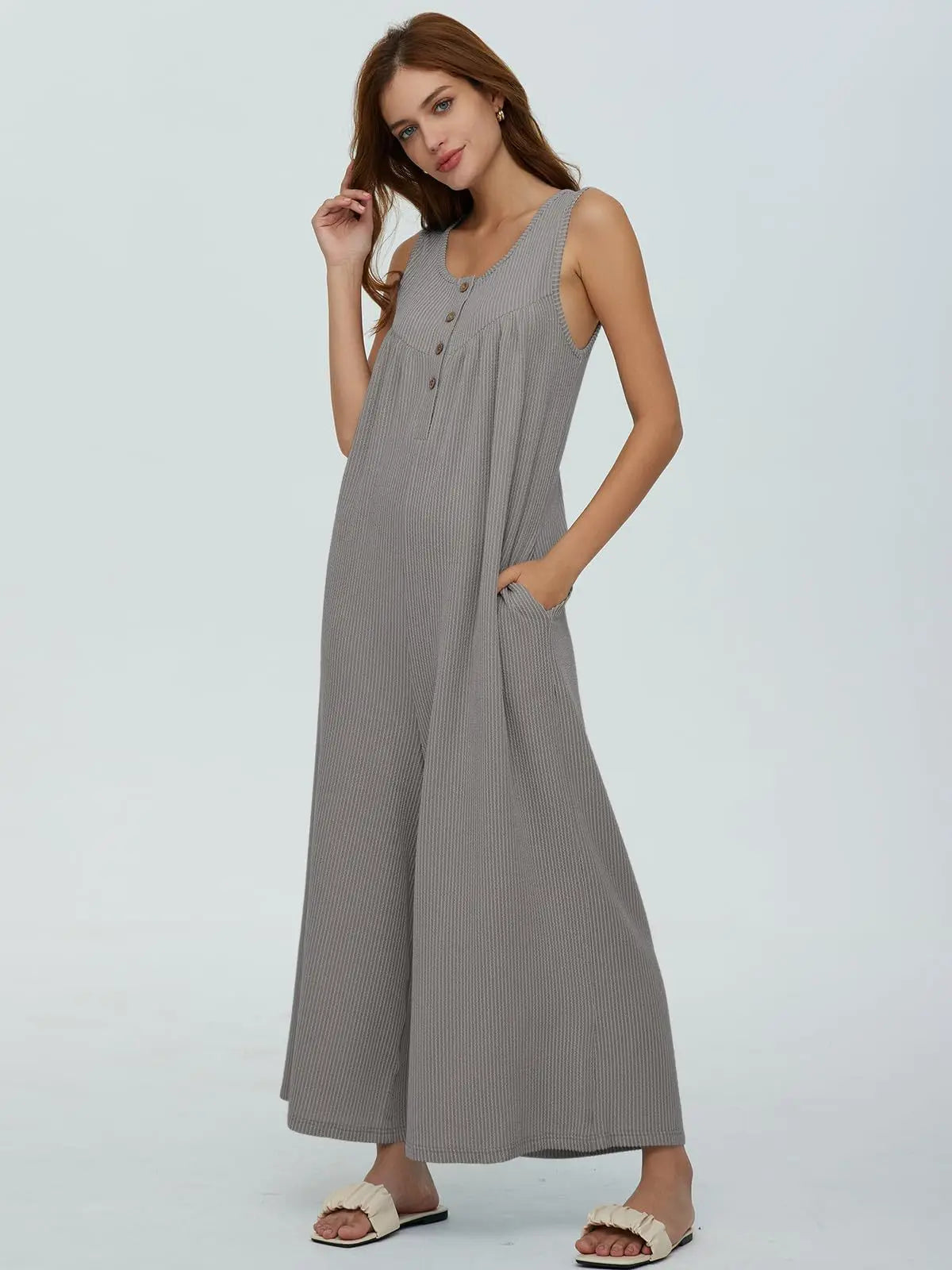 Women Textured Relaxed Fit Jumpsuit for Loungewear Jumpsuits