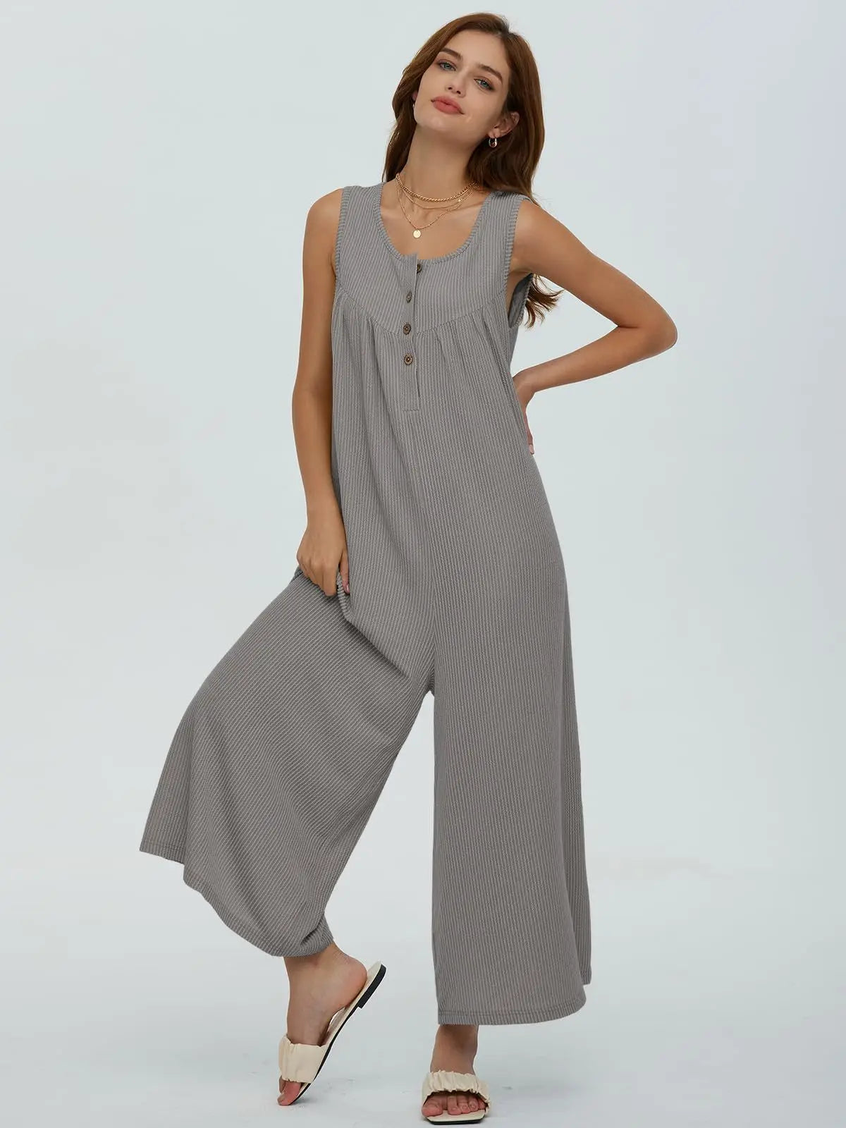 Women Textured Relaxed Fit Jumpsuit for Loungewear Jumpsuits