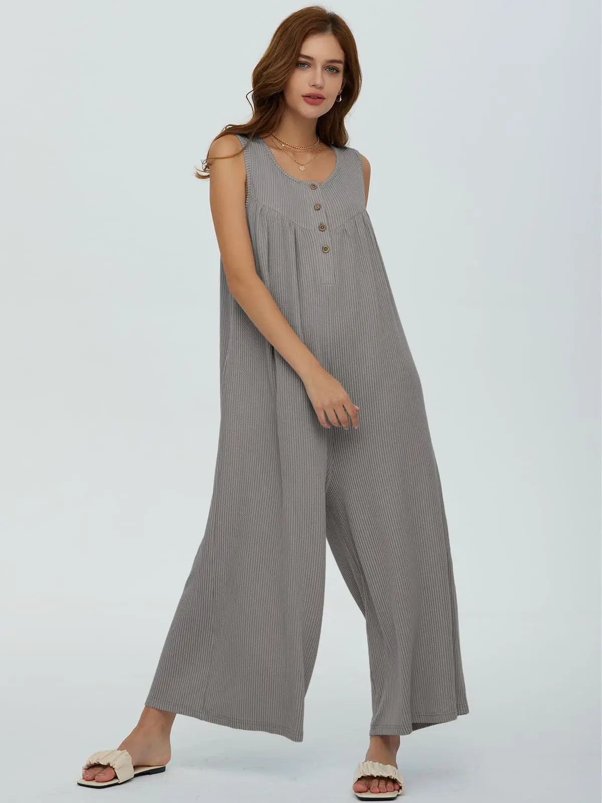 Women Textured Relaxed Fit Jumpsuit for Loungewear Jumpsuits