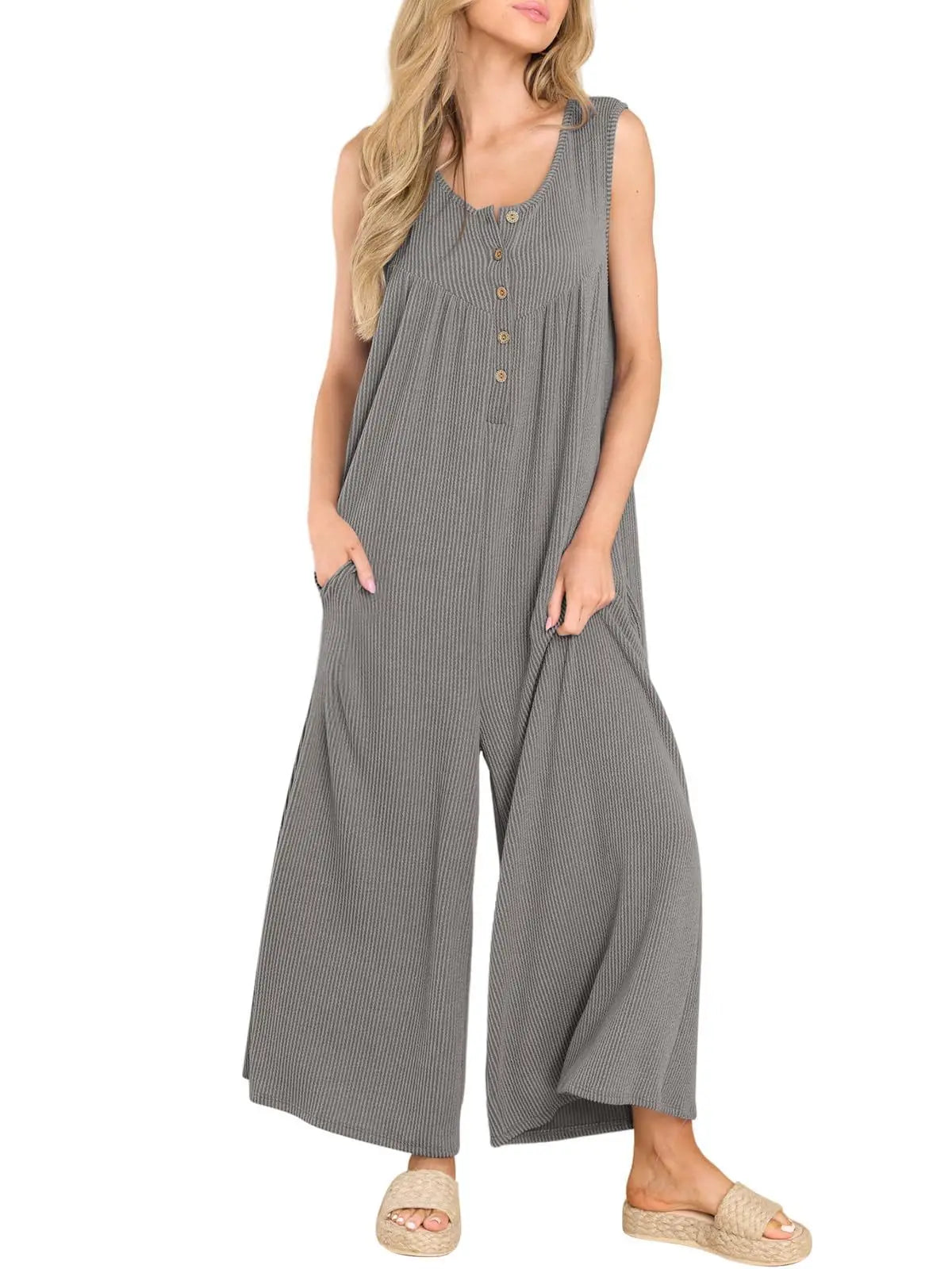 Women Textured Relaxed Fit Jumpsuit for Loungewear Jumpsuits