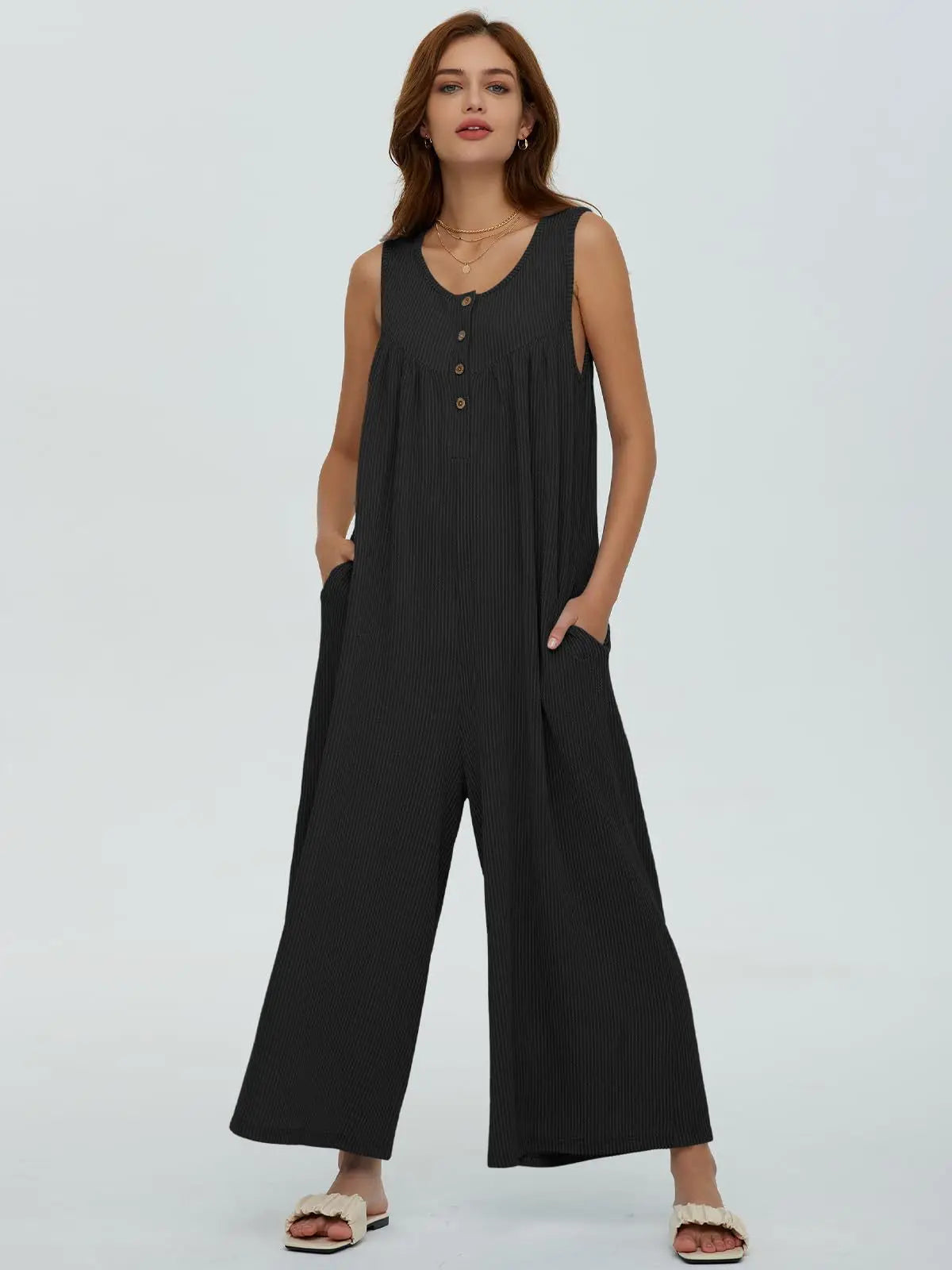 Women Textured Relaxed Fit Jumpsuit for Loungewear Jumpsuits