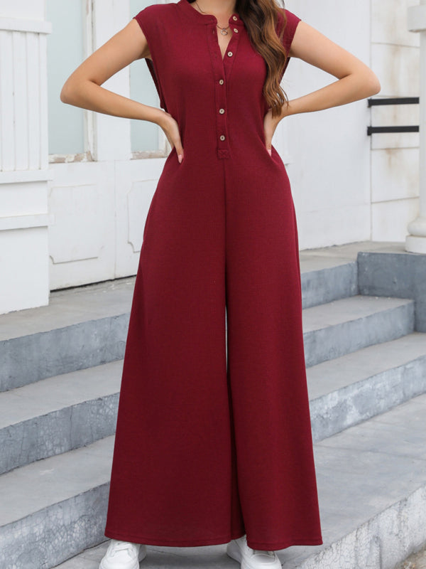 Women's Solid Wide-Leg Loose Jumpsuit -  Oversized Playsuit