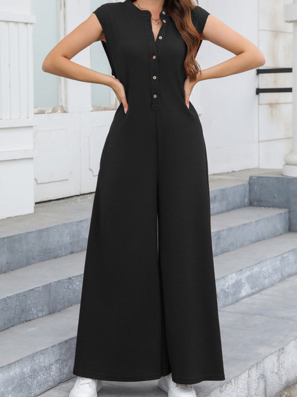 Women's Solid Wide-Leg Loose Jumpsuit -  Oversized Playsuit