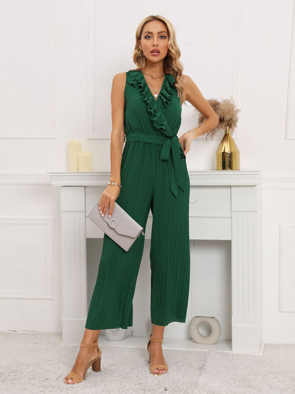 Dare to Be Bold with Our Ruffled V-Neck Jumpsuit	