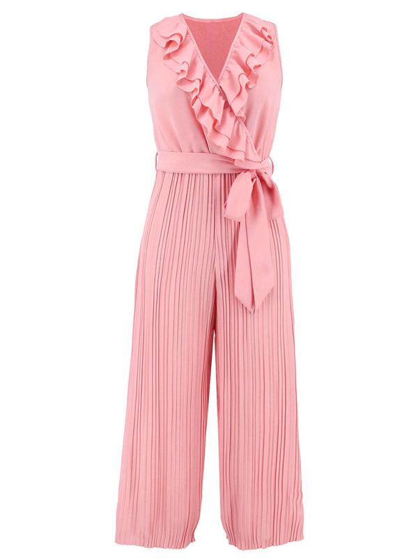 Dare to Be Bold with Our Ruffled V-Neck Jumpsuit Jumpsuit