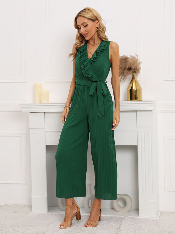 Dare to Be Bold with Our Ruffled V-Neck Jumpsuit Jumpsuit