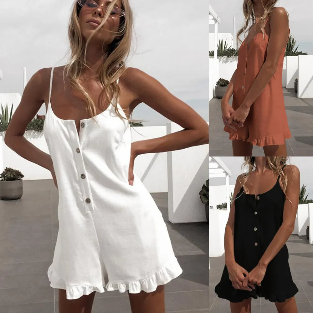 Frill Hem Cami Romper - Perfect for Casual Weekends Rompers