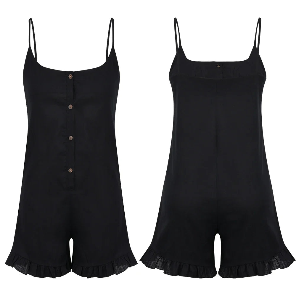 Frill Hem Cami Romper - Perfect for Casual Weekends Rompers