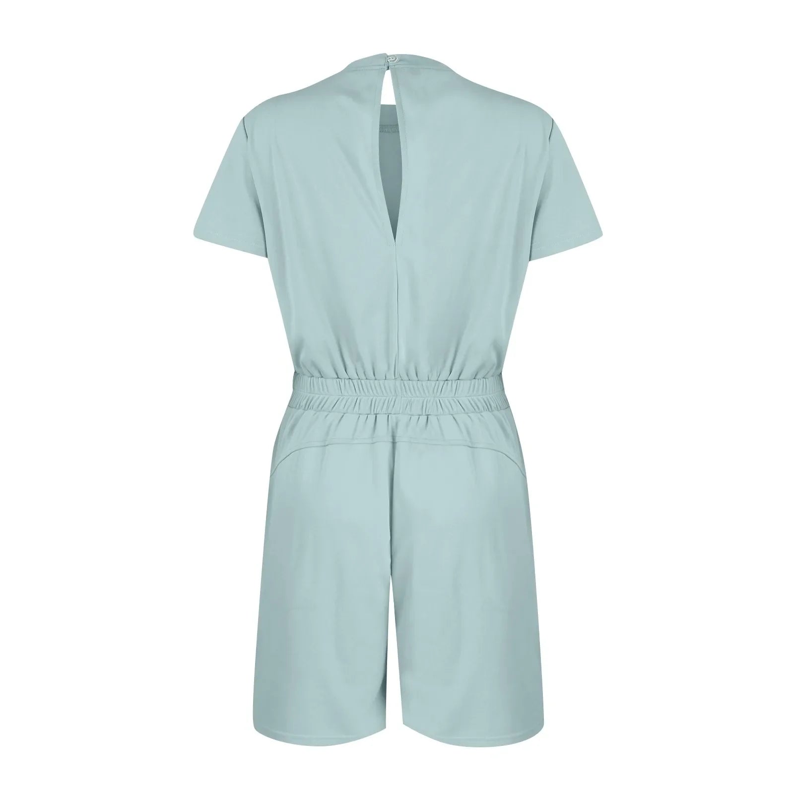 Gathered-Waist Romper for Women - Casual Tee Playsuit Rompers