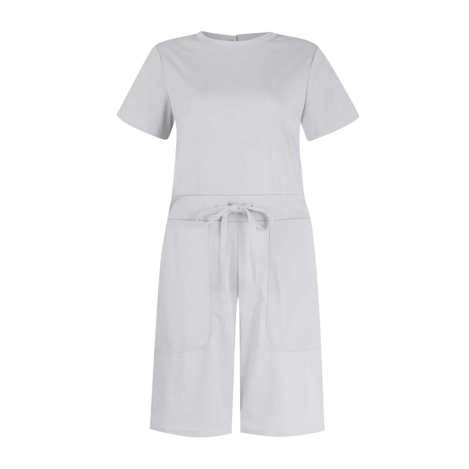 Gathered-Waist Romper for Women - Casual Tee Playsuit Rompers