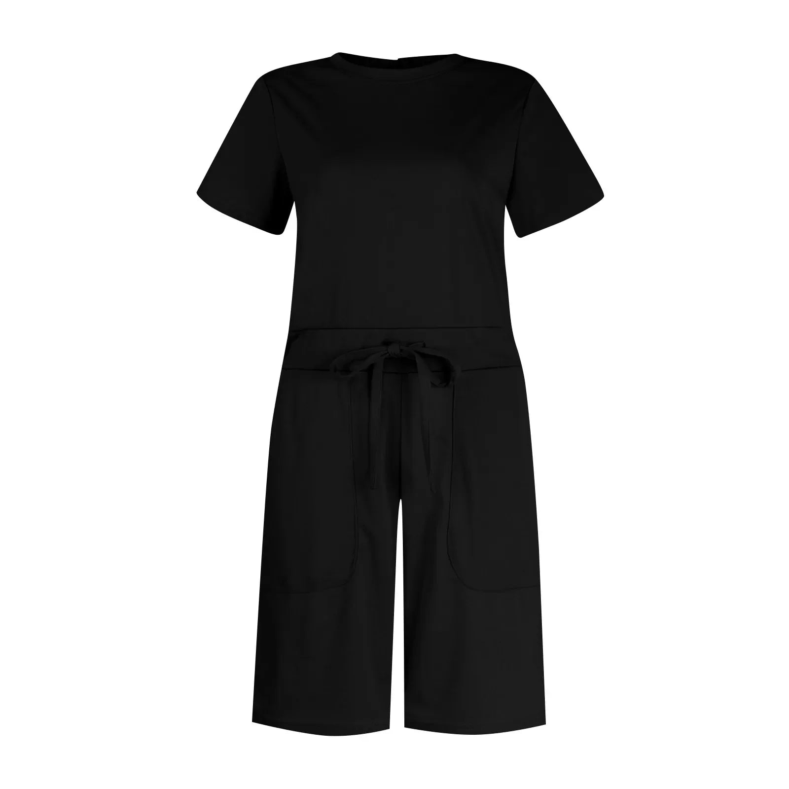 Gathered-Waist Romper for Women - Casual Tee Playsuit Rompers