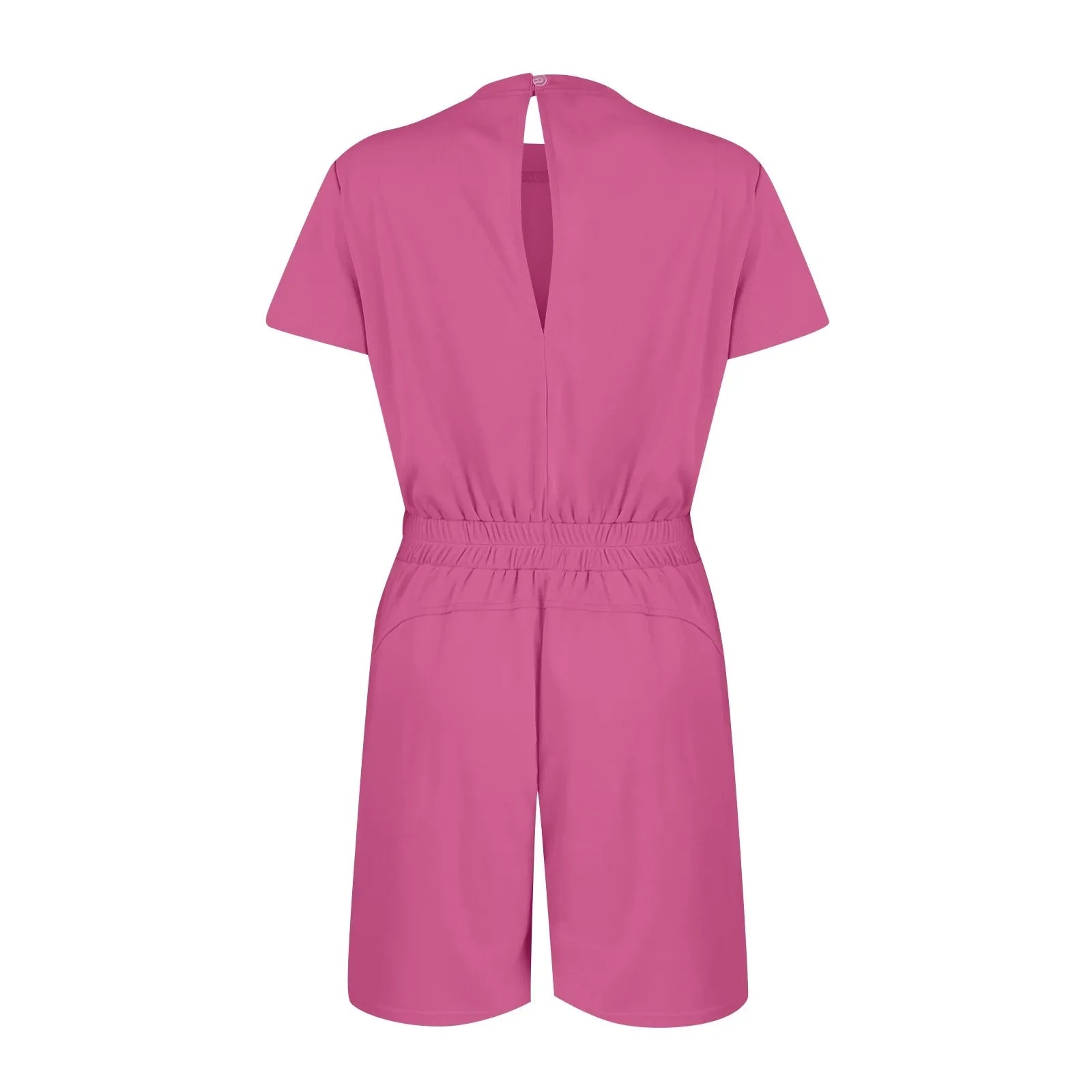 Gathered-Waist Romper for Women - Casual Tee Playsuit Rompers