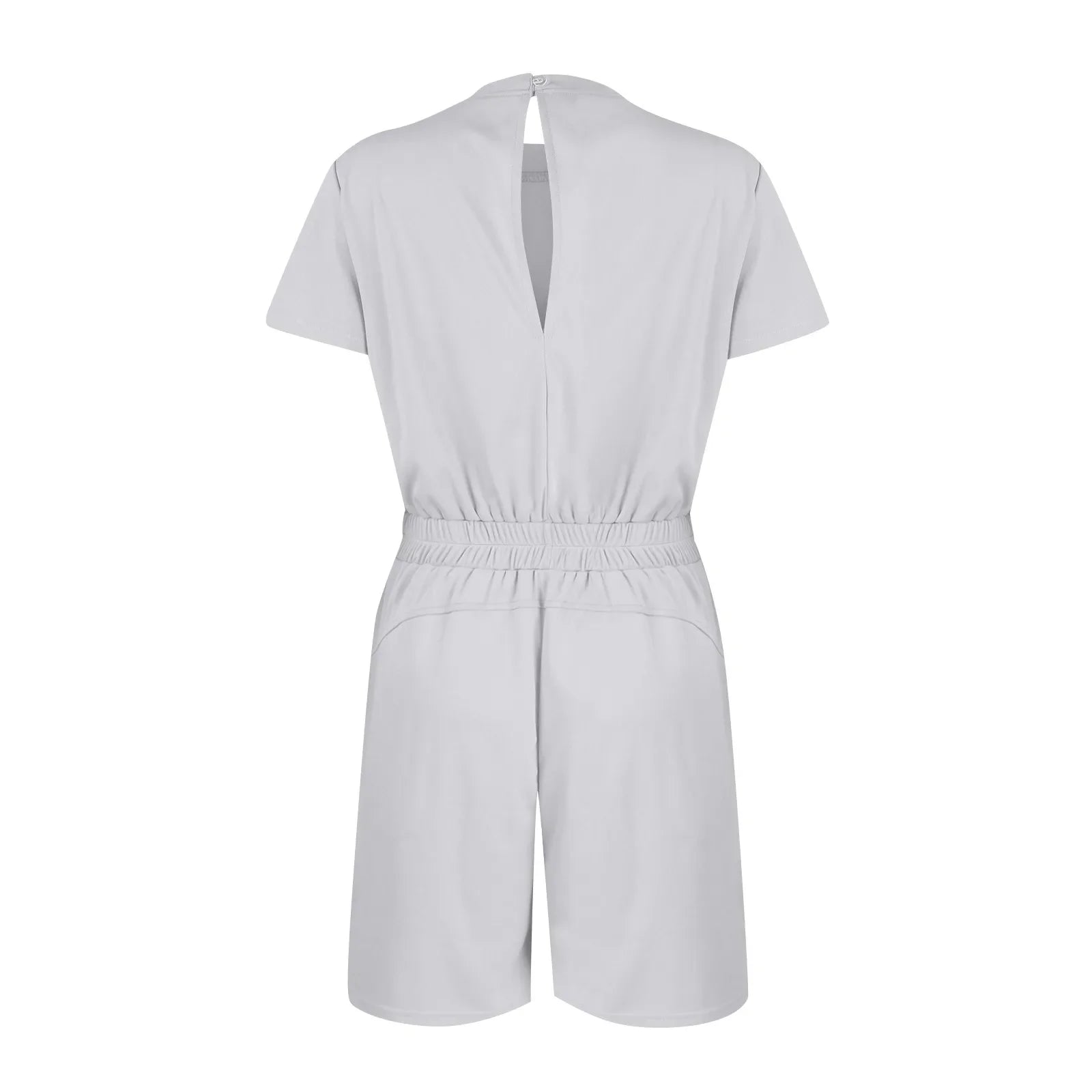 Gathered-Waist Romper for Women - Casual Tee Playsuit Rompers