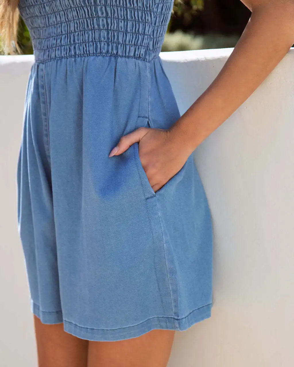 Denim Romper with Ruffle Straps for Sunny Days Rompers