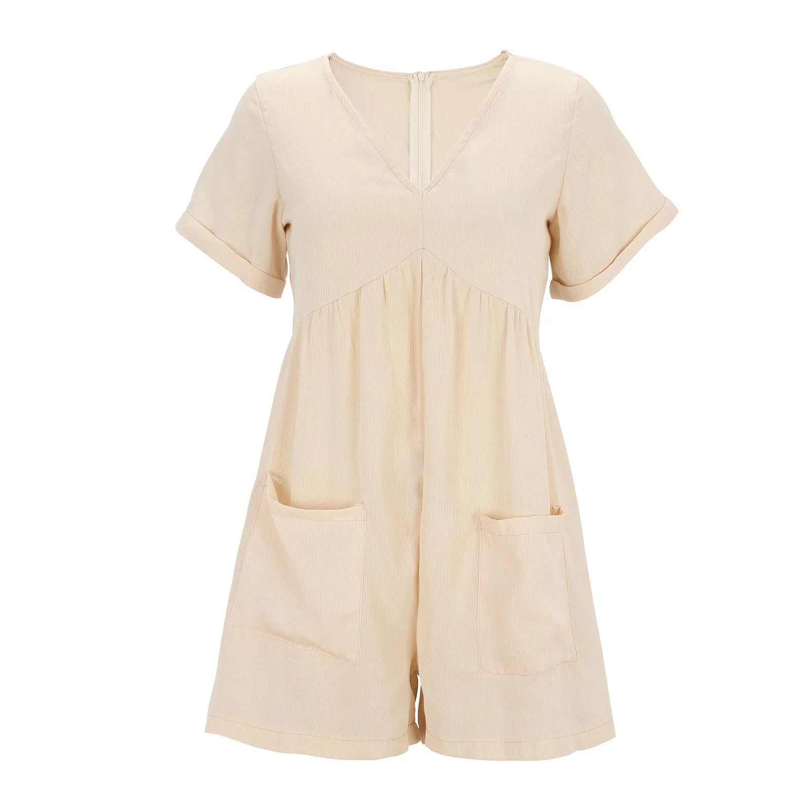 Essential Summer Romper with Textured Fabric and Pockets Rompers