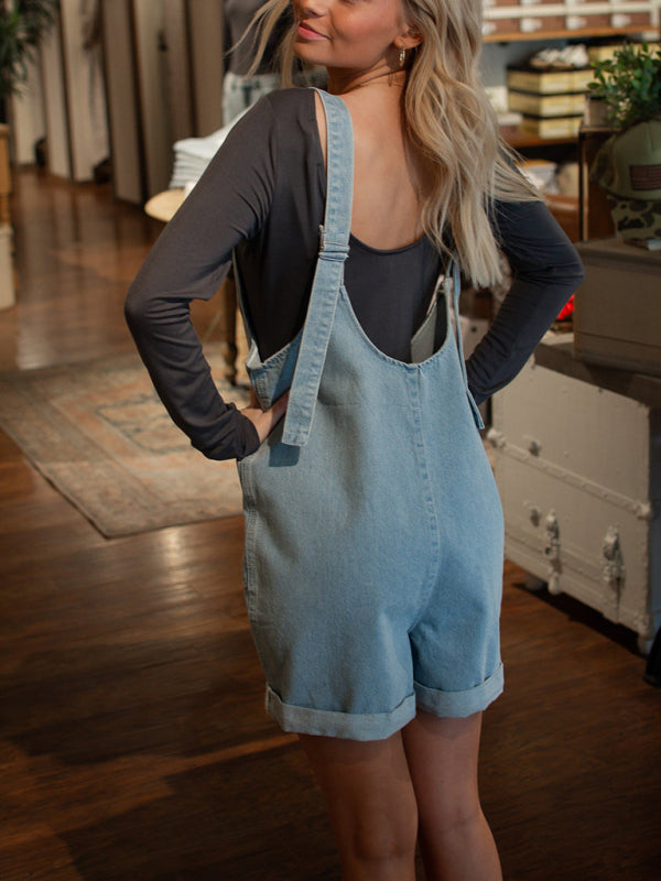 Edgy Denim Romper for Women - Loose-Fit Playsuit Rompers