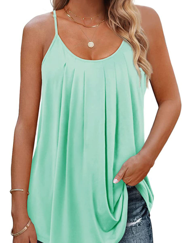 Oversized Sleeveless Cami Top in Solid Cotton for Summer	