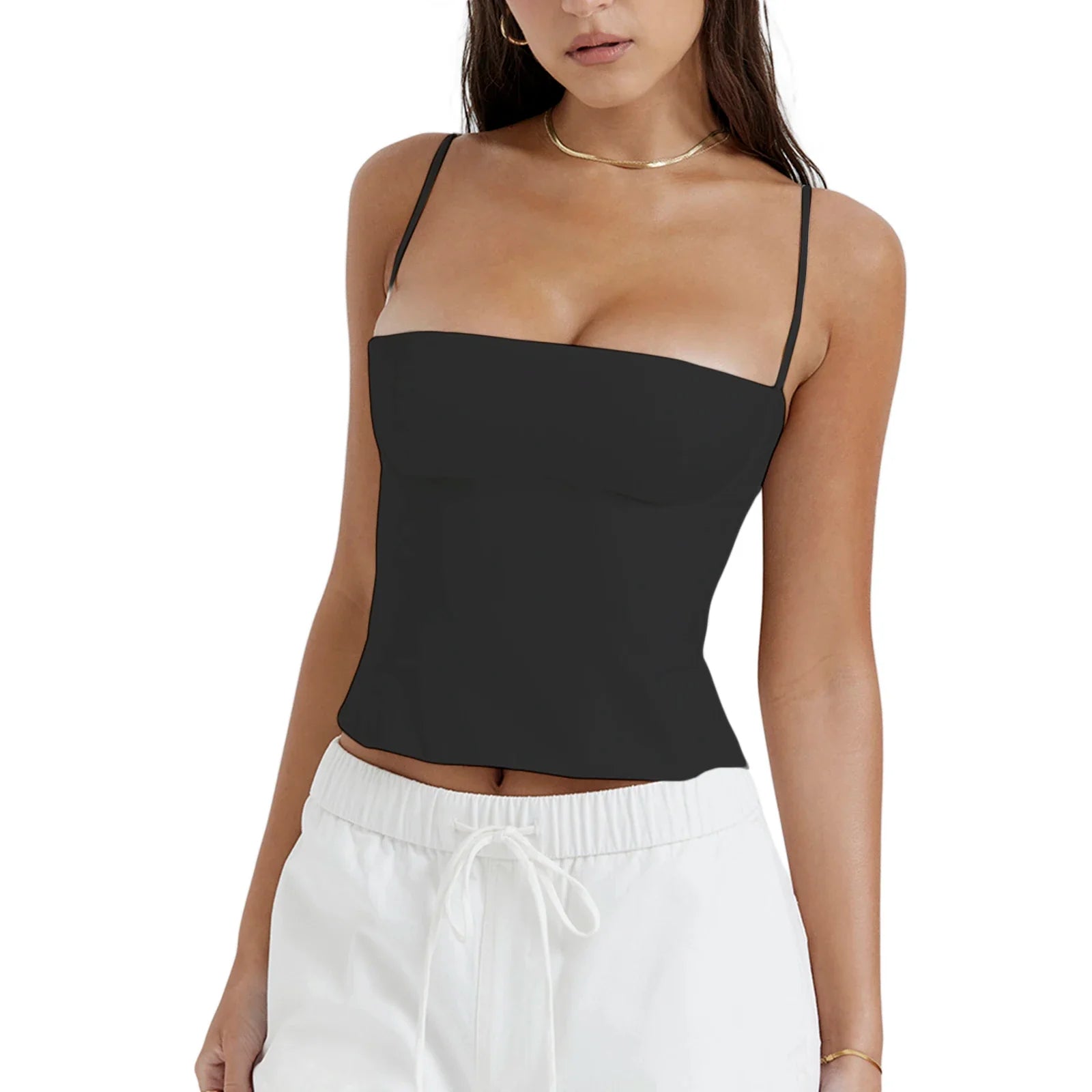 Square Neck Crop Cami Top for Sunny Days Cami Tops