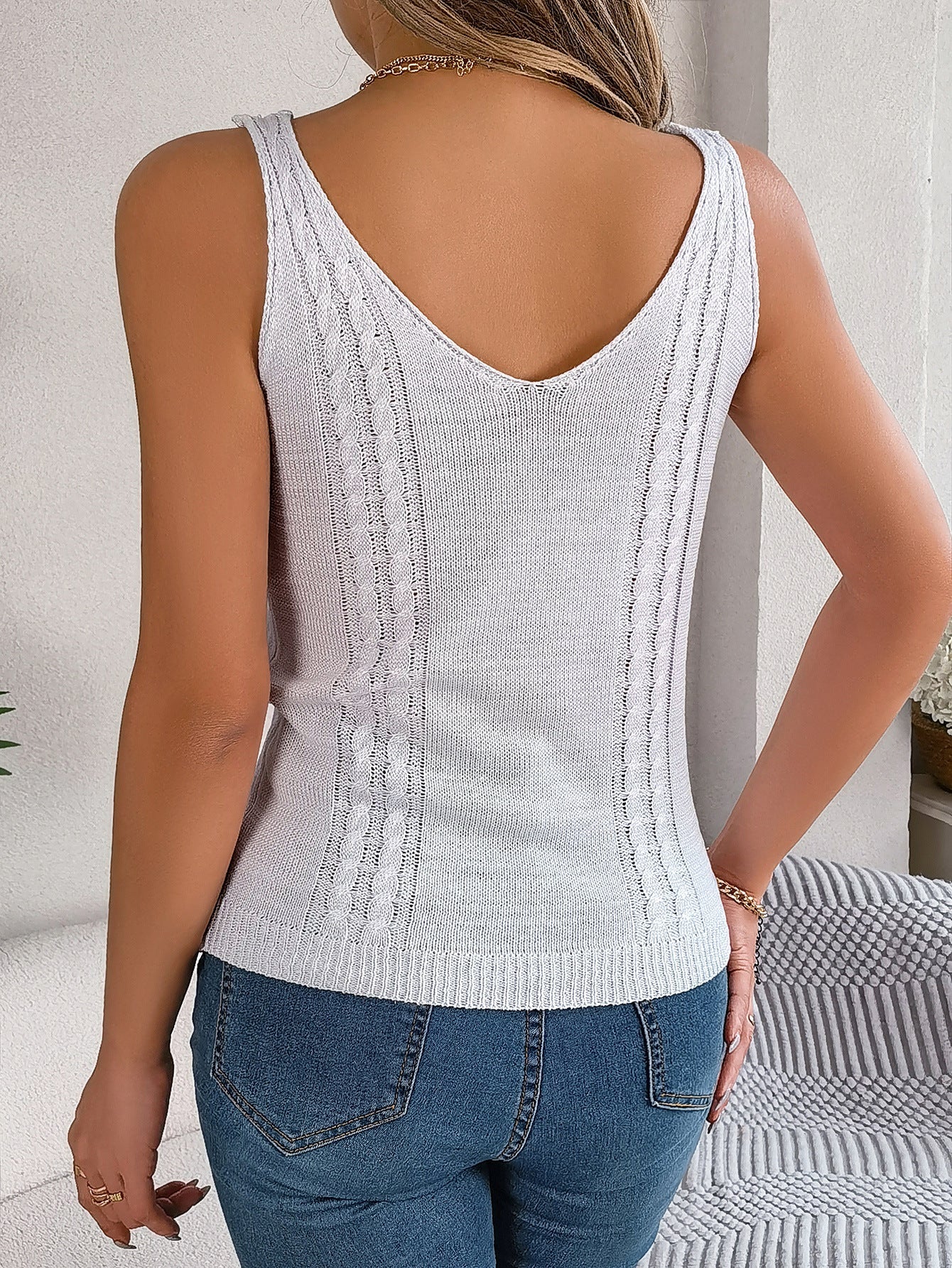 Women's Open Knitting Tank Top - Sleeveless Knit Cami for Summer