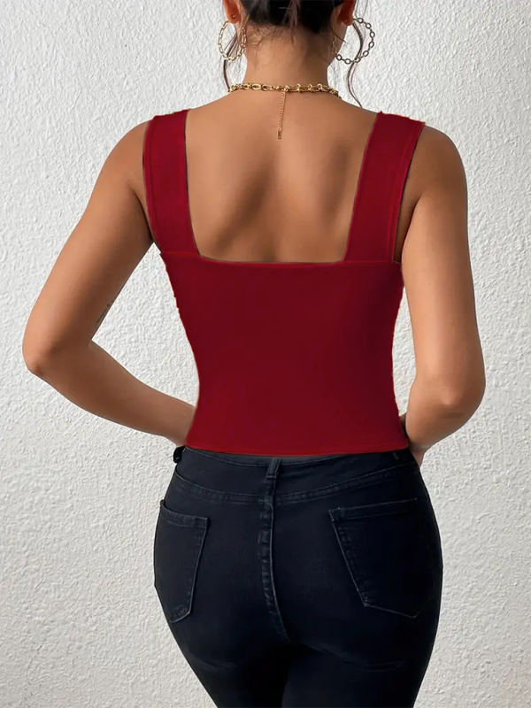 Women's Essential Slim Fit Square Neck Cami Crop Top Camisles