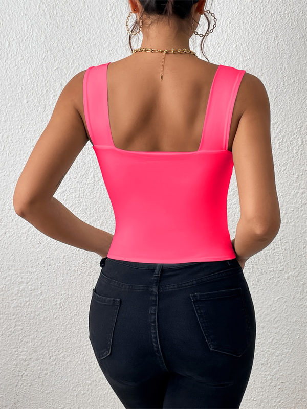 Women's Essential Slim Fit Square Neck Cami Crop Top Camisles