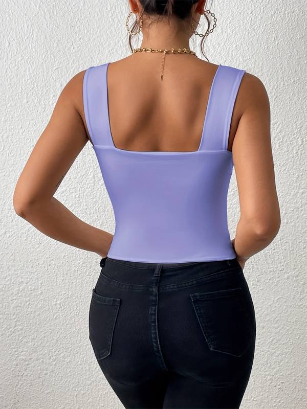 Women's Essential Slim Fit Square Neck Cami Crop Top Camisles