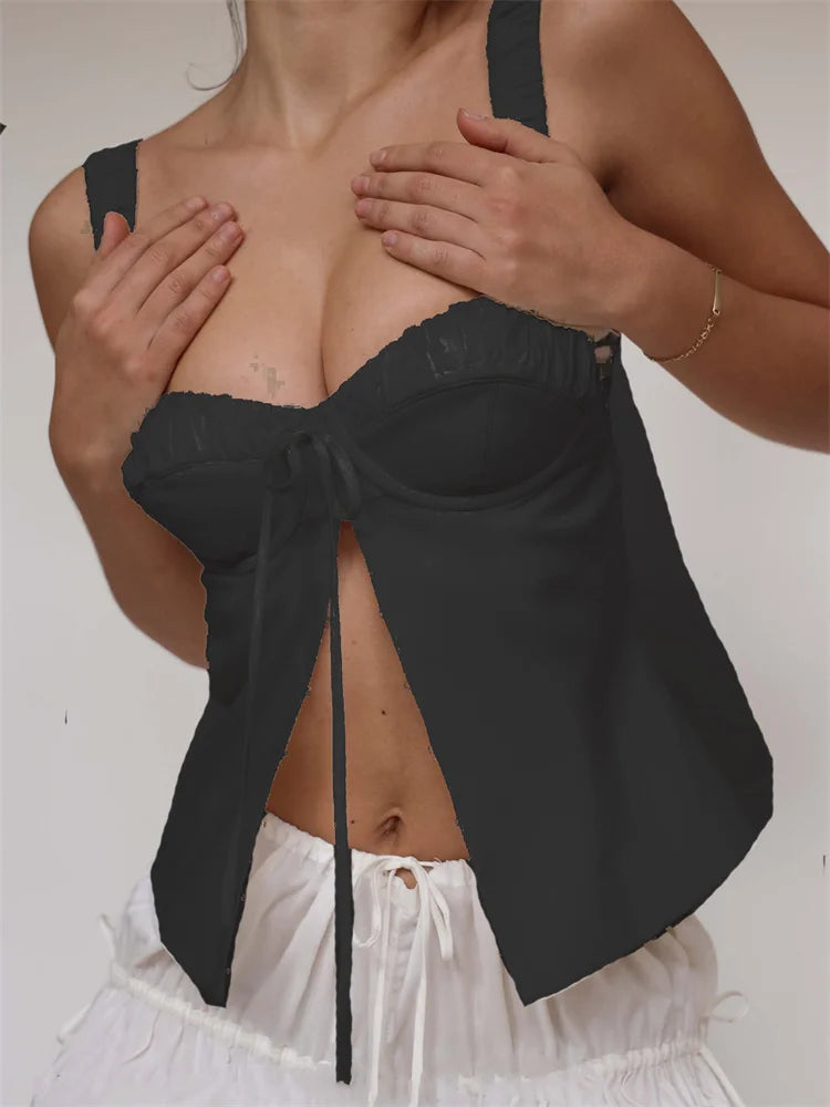 Women's Bustier Top with a Romantic Touch Camis Tops