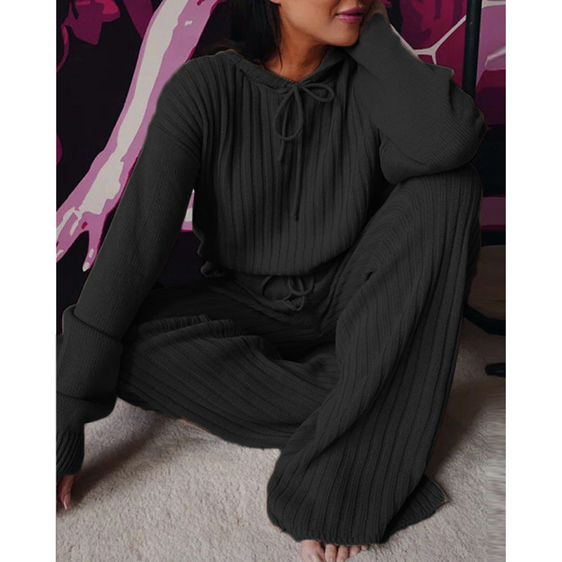 Essential Ribbed 2-Piece Loungewear - Cotton Blend Hooded