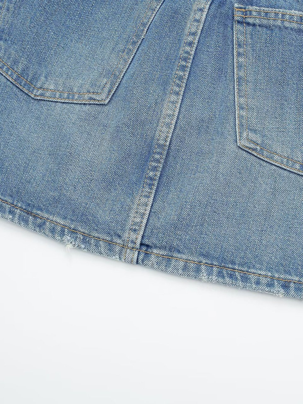 Denim Mini Skirt with Contrast Waistband Denim Skrits