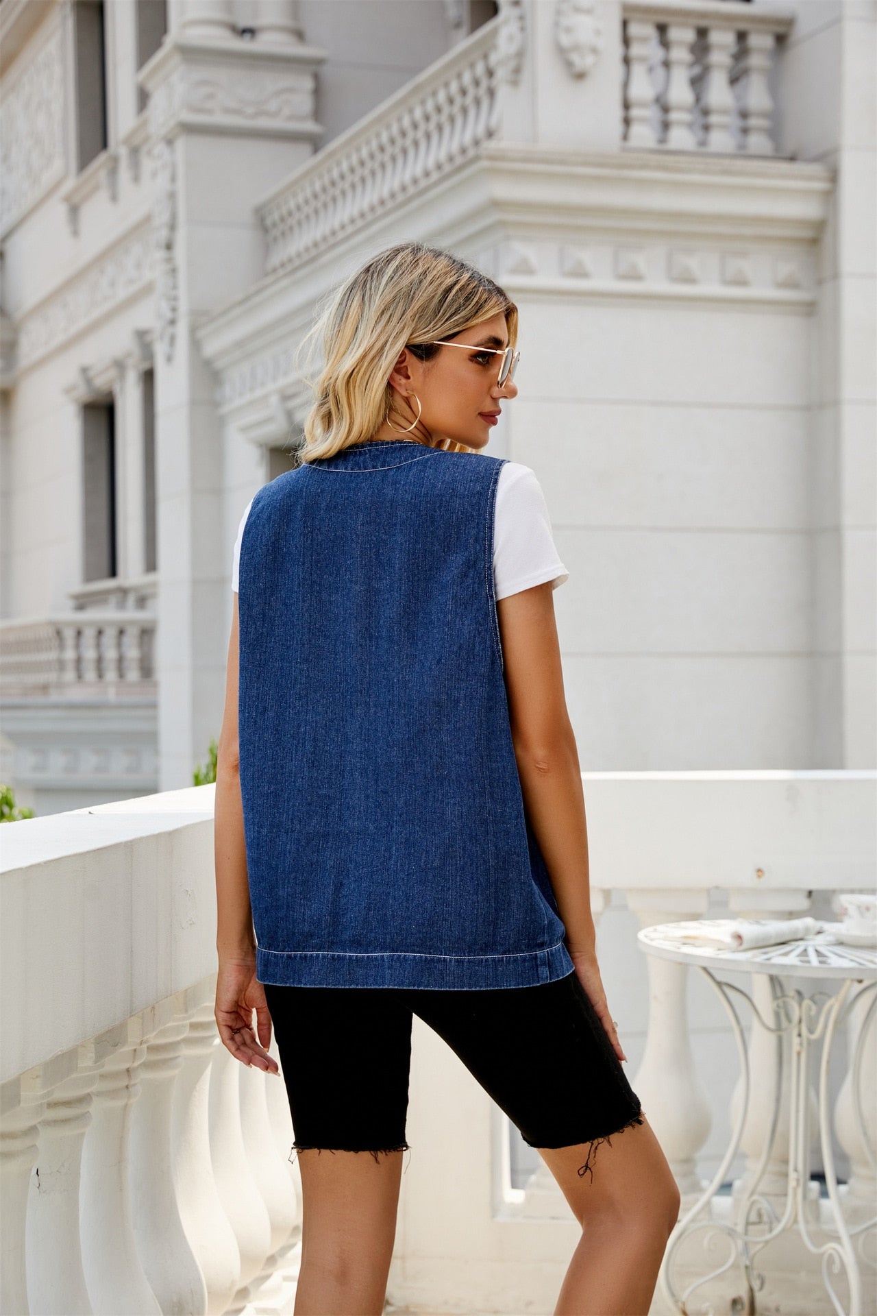 Button-Up Denim Jean Waistcoat - Perfect Vest for Casual and