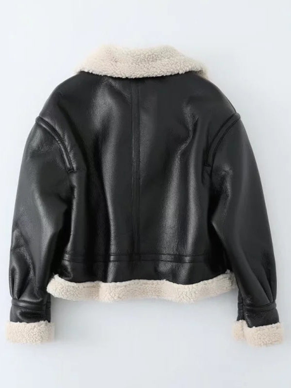 Aviator Jacket - Contrast Borg, Faux Fur and Leather Winter