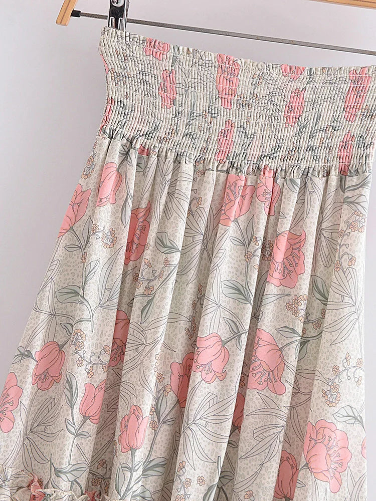 Bohemian High-Low Floral Skirt High-Low Skirts