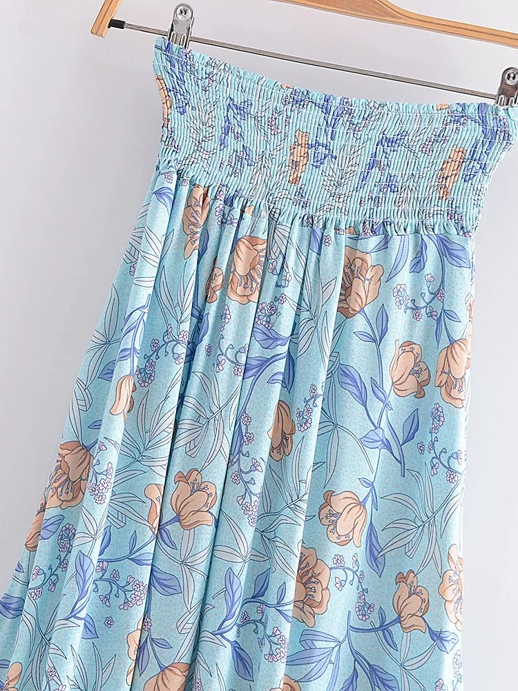 Bohemian High-Low Floral Skirt High-Low Skirts