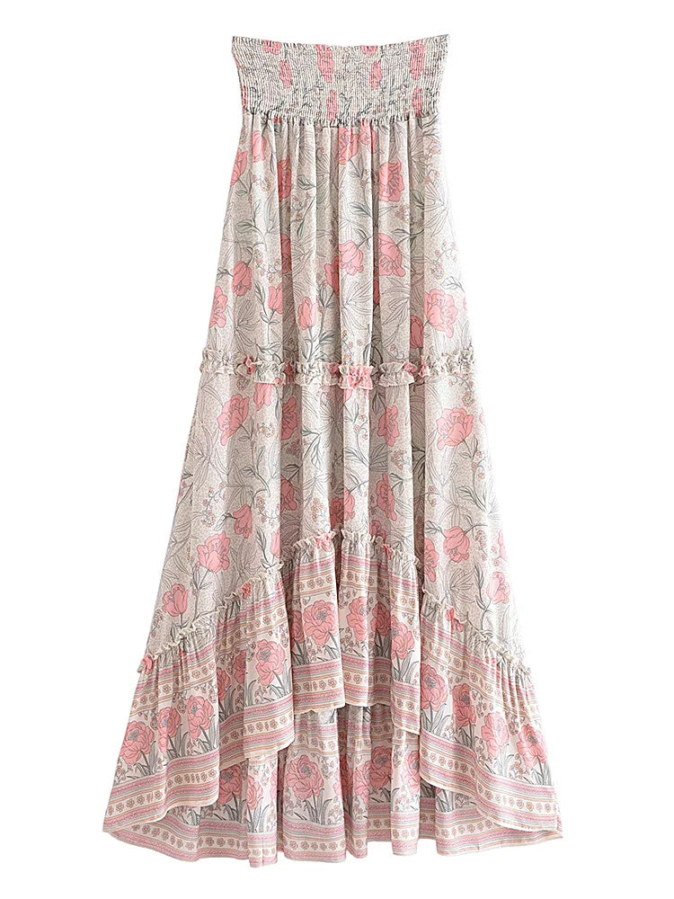 Bohemian High-Low Floral Skirt High-Low Skirts