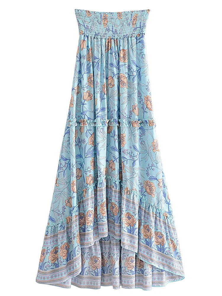 Bohemian High-Low Floral Skirt High-Low Skirts