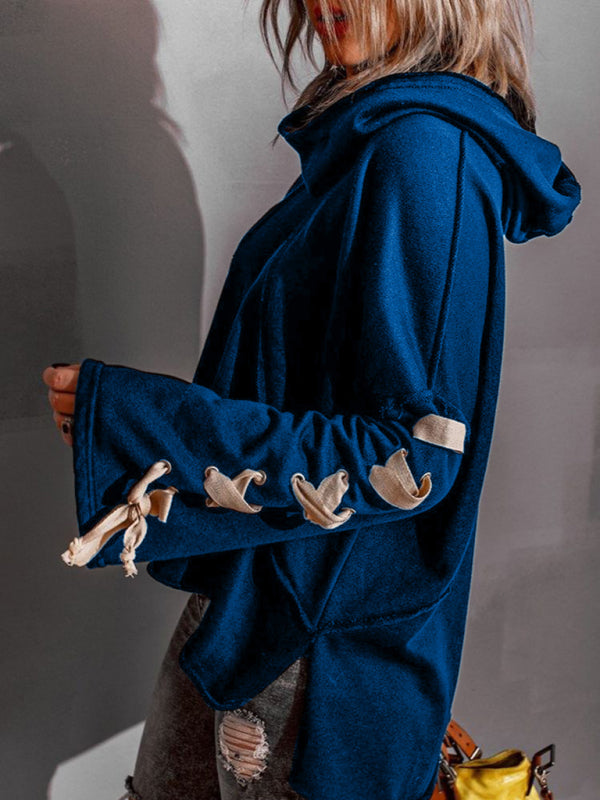 Hip Bell Sleeve Oversized Hoodie - Cotton Sweatshirt Pullover