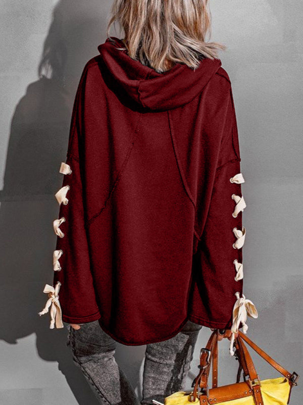 Hip Bell Sleeve Oversized Hoodie - Cotton Sweatshirt Pullover