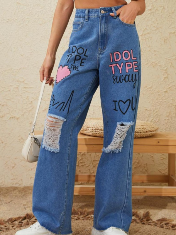 Graffiti-Inspired Urban Denim Pants Denim Pants