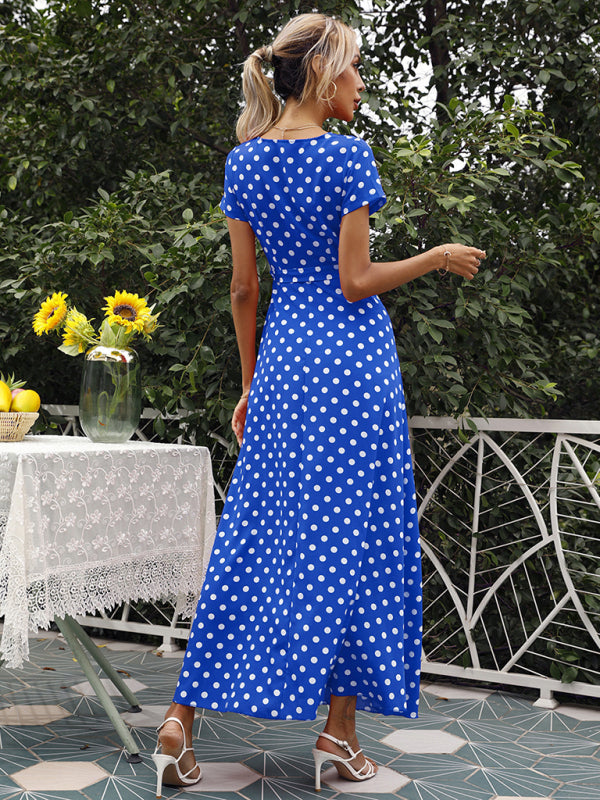 Polka Dot Cotton Wrap Maxi Dress Maxi dress