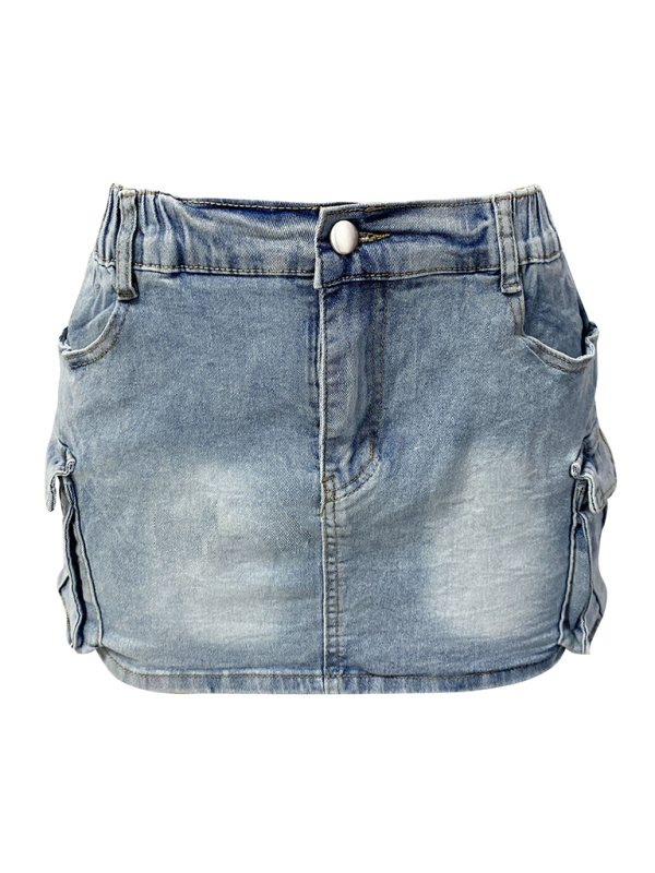 Urban Cargo Style Edgy Mini Denim Skirt for Trendy Looks Denim