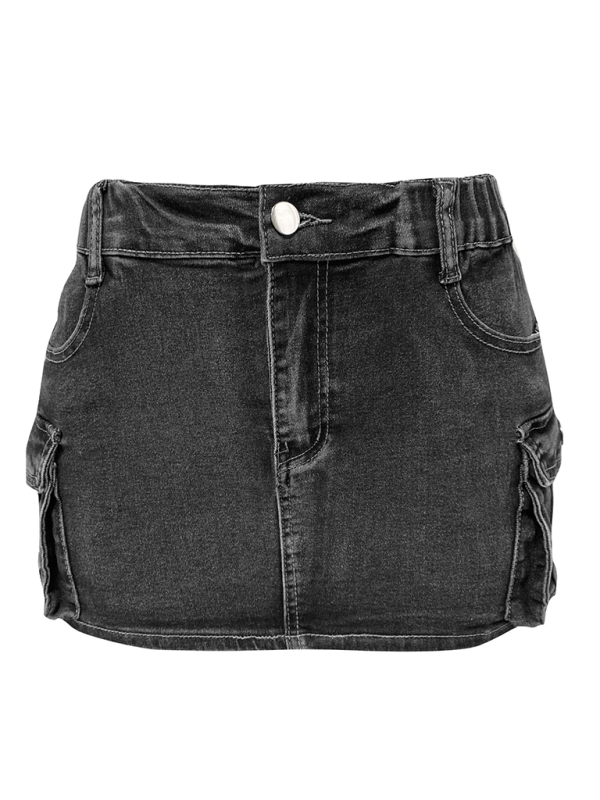 Urban Cargo Style Edgy Mini Denim Skirt for Trendy Looks Denim