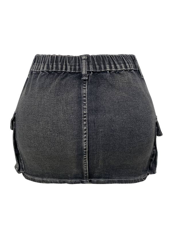 Urban Cargo Style Edgy Mini Denim Skirt for Trendy Looks Denim