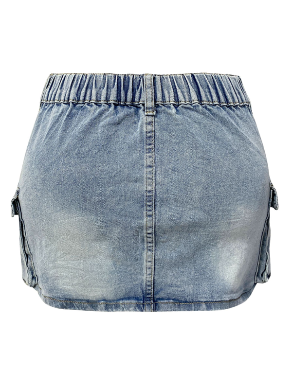 Urban Cargo Style Edgy Mini Denim Skirt for Trendy Looks Denim