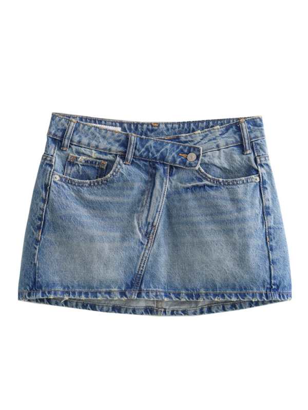 Casual Women’s Slim Fit Denim Mini Skirt in Faded Blue