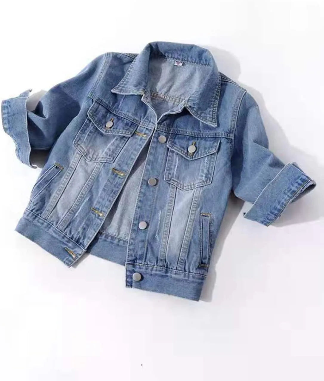 Women Boxy Denim Jacket with 3/4 Sleeves Jackets