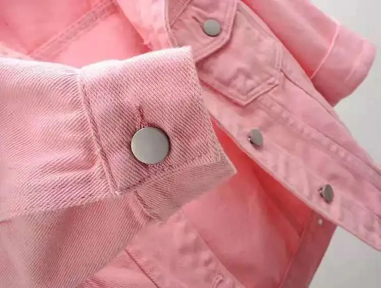 Women Boxy Denim Jacket with 3/4 Sleeves Jackets