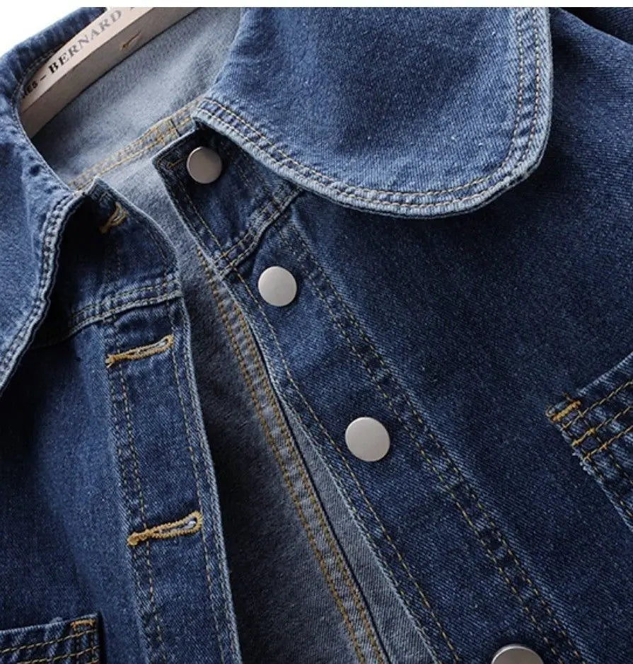 Women Cropped Denim Jacket with Peter Pan Collar Denim Jackets